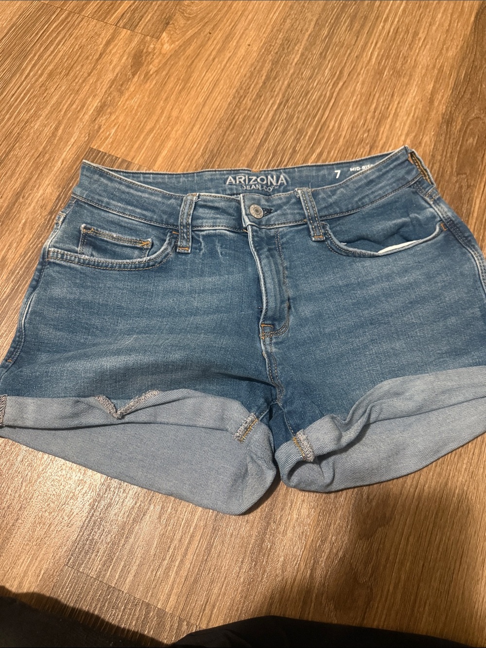 Arizona Jean Company Mid-Rise Cuffed Denim Shorts - Blue